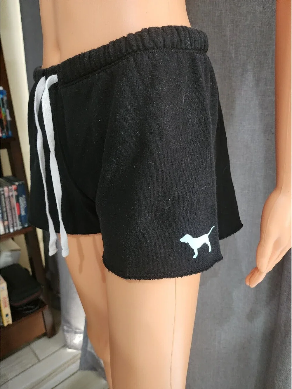 PINK by Victoria's Secret Black Fleece Shorts with Drawstring Waist